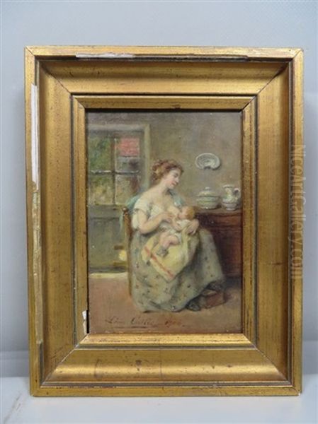 Femme Allaitant Oil Painting by Leon Emile Caille