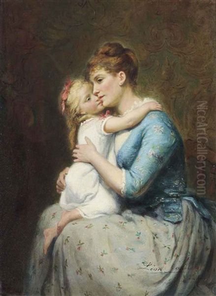 Motherly Love Oil Painting by Leon Emile Caille