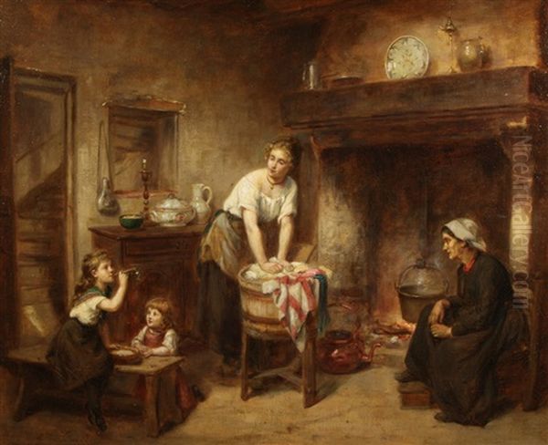 Blowing Bubbles Oil Painting by Leon Emile Caille