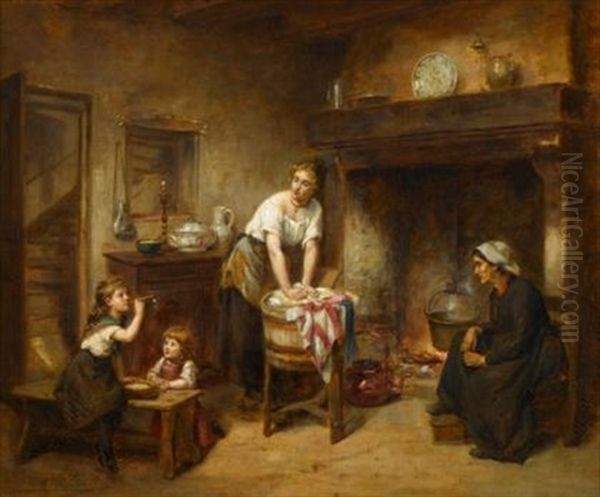 Blowing Bubbles Oil Painting by Leon Emile Caille