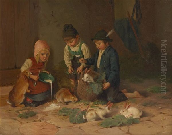 Les Enfants Et Les Lapins by Leon Emile Caille