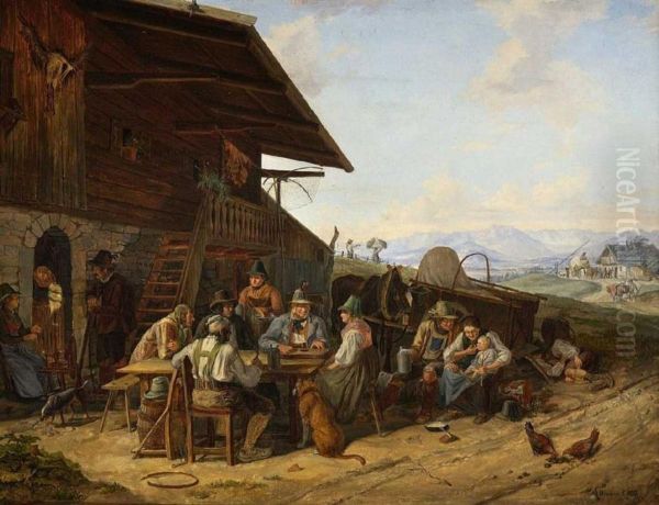 Oberbayerisches Wirtshaus Oil Painting by Karl Altmann