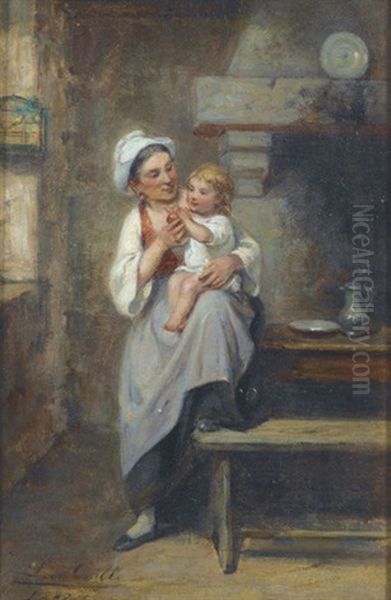 Kucheninterieur Mit Mutter Und Kind Oil Painting by Leon Emile Caille