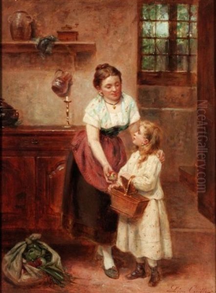 Going To School Oil Painting by Leon Emile Caille