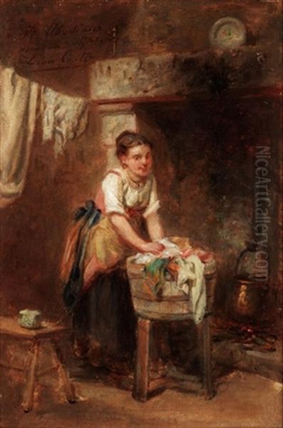 The Washer Woman Oil Painting by Leon Emile Caille