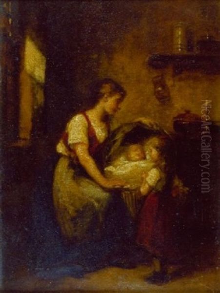 Mother And Child Oil Painting by Leon Emile Caille