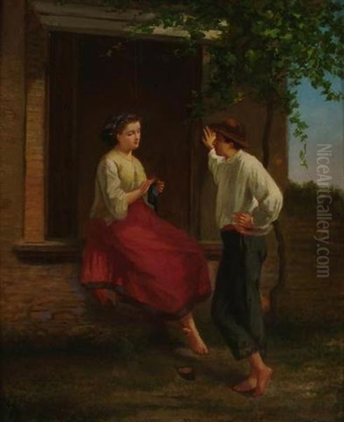 La Rencontre Oil Painting by Leon Emile Caille