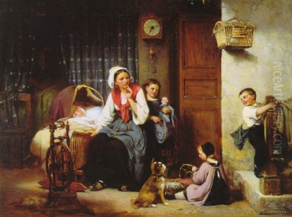 Baby's Sleeping Oil Painting by Leon Emile Caille