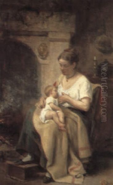 A Mother's Joy Oil Painting by Leon Emile Caille