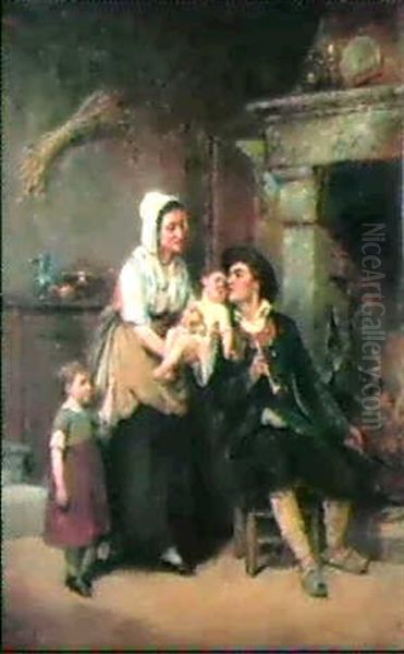 Saying Godnight Oil Painting by Leon Emile Caille