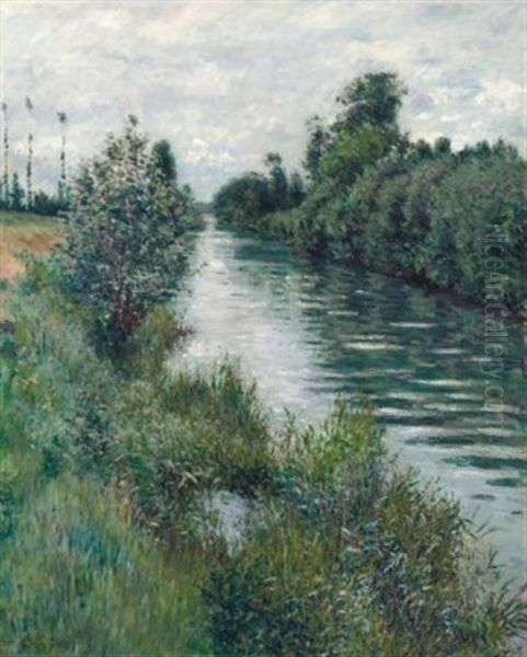 Le Petit Bras De La Seine A Argenteuil, Temps Couvert Oil Painting by Gustave Caillebotte