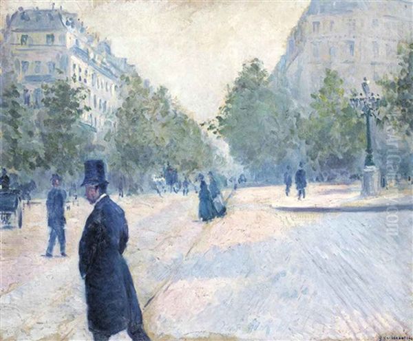 La Place Saint-augustin, Temps Brumeux Oil Painting by Gustave Caillebotte