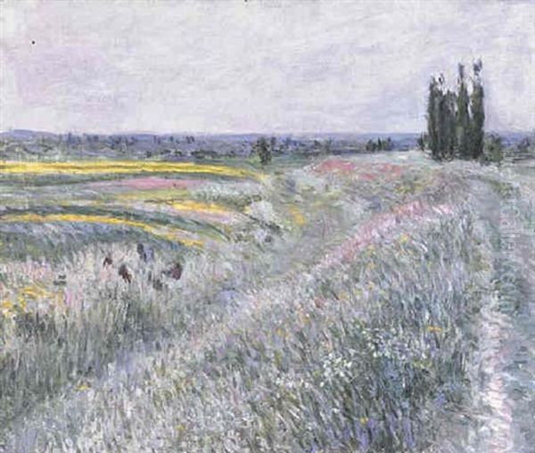 La Plaine De Gennevilliers, Groupe De Peupliers Oil Painting by Gustave Caillebotte