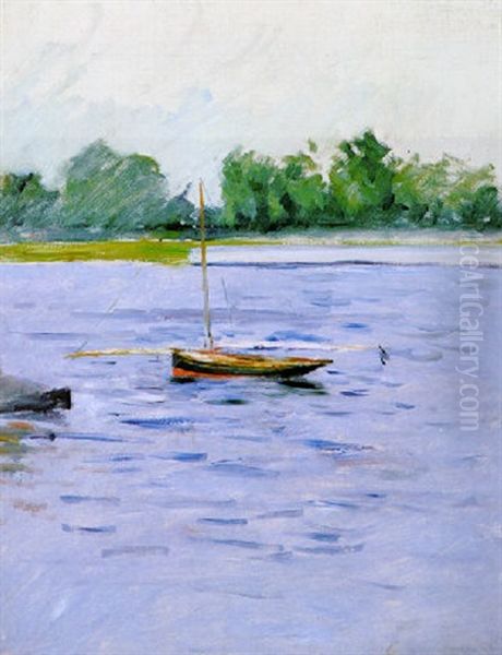 Bateau Au Mouillage Sur La Seine Oil Painting by Gustave Caillebotte