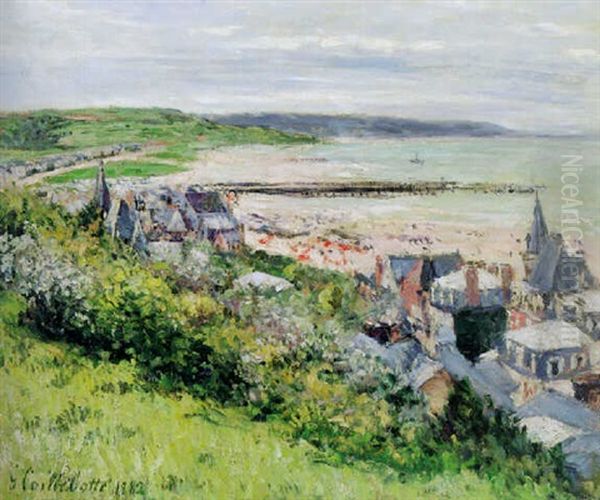 La Plage De Trouville, Vue De La Corniche Oil Painting by Gustave Caillebotte