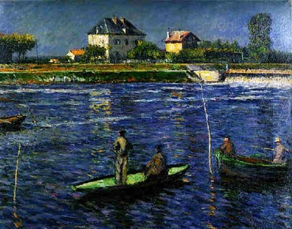 Pecheurs Sur La Seine Oil Painting by Gustave Caillebotte