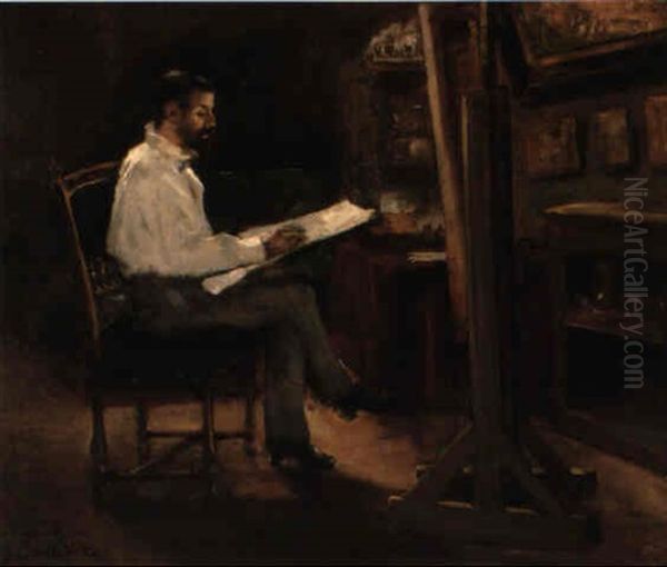 Le Peintre Morot Dans Son Atelier Oil Painting by Gustave Caillebotte