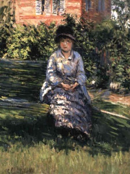 Madame Renoir Dans Le Jardin Du Petit Gennevilliers Oil Painting by Gustave Caillebotte