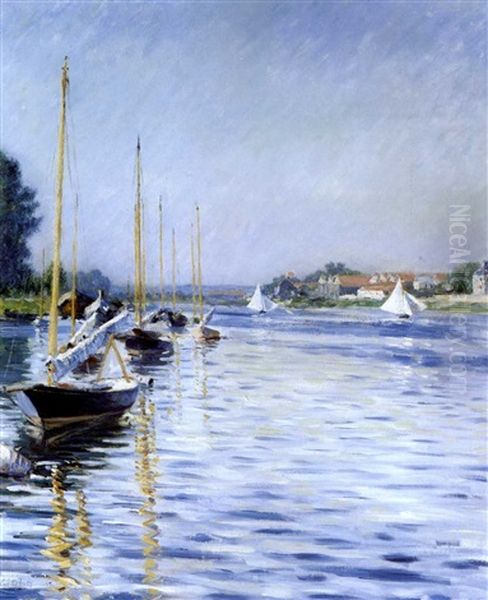 Bateaux Sur La Seine A Argenteuil Oil Painting by Gustave Caillebotte