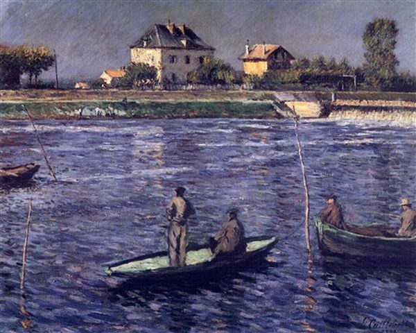 Pecheurs Sur La Seine Oil Painting by Gustave Caillebotte