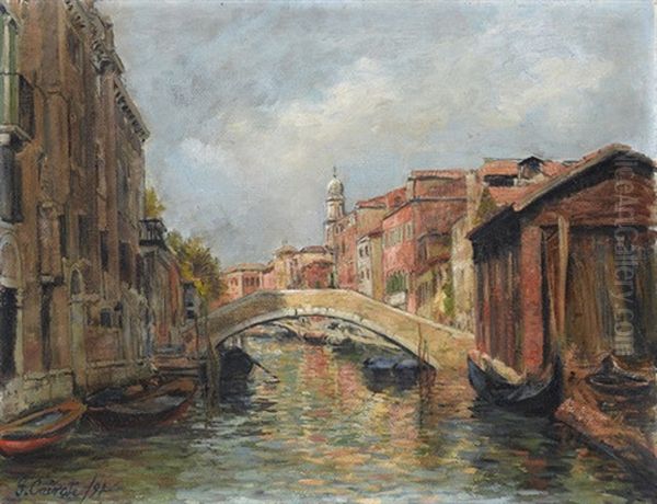 Kanal In Venedig Mit Brucke Oil Painting by Gerolamo Cairati