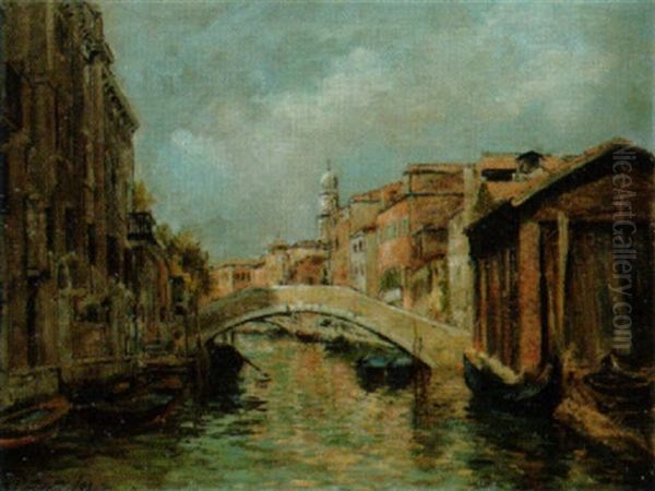 Kanal In Venedig Oil Painting by Gerolamo Cairati