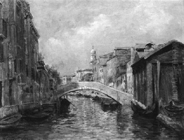 Kanal In Venedig Oil Painting by Gerolamo Cairati