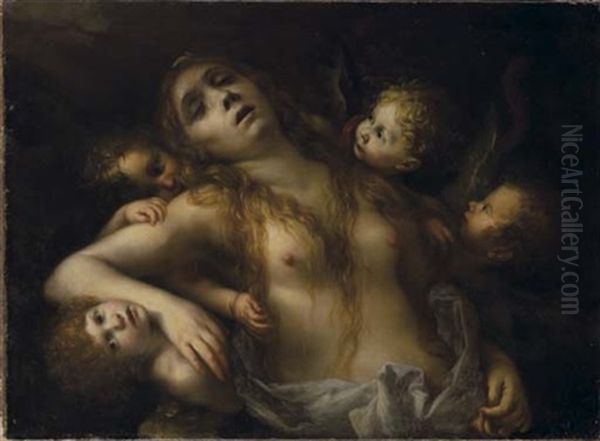 La Maddalena Sostenuta Dagli Angeli by Francesco del Cairo