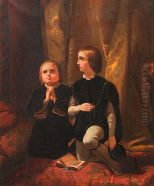 Les Enfants D'edouard Oil Painting by Henri De Caisne