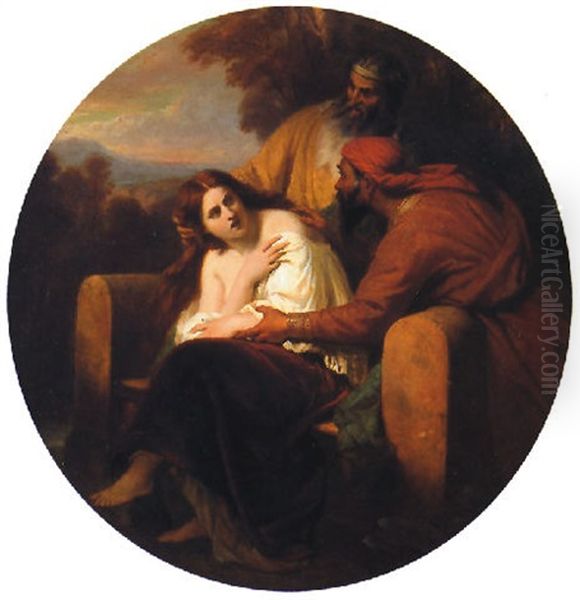 Susanna And The Elders Oil Painting by Henri De Caisne