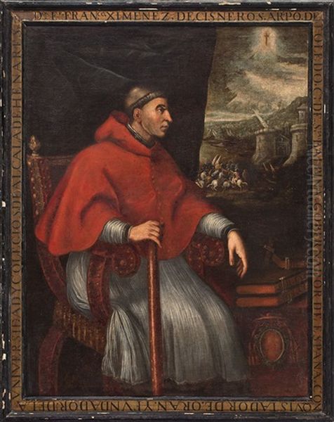 Retrato Del Cardenal Francisco Jimenez De Cisneros Oil Painting by Eugenio Cajes