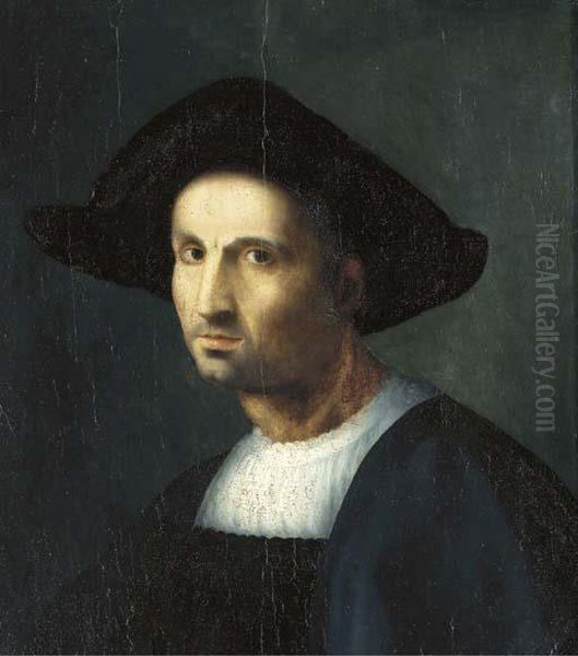 Portrait Of A Gentleman, Bust-length, In A Black Coat And Hat Oil Painting by Francesco Antonio Altobello