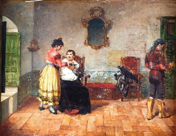 Brothel Oil Painting by Jose De Cala Y Moya