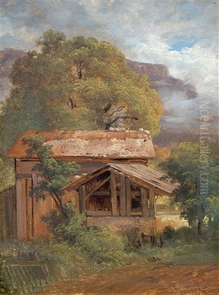 Maison A Saint-jeoire Oil Painting by Alexandre Calame