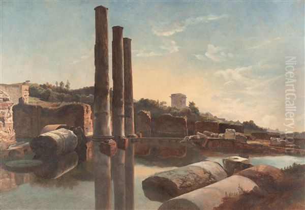 Der Serapistempel In Pozzuoli Oil Painting by Alexandre Calame