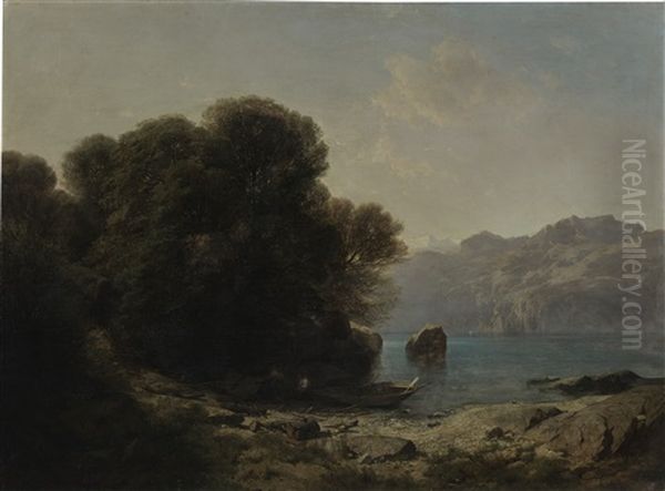 Lac De Thoune Oil Painting by Alexandre Calame