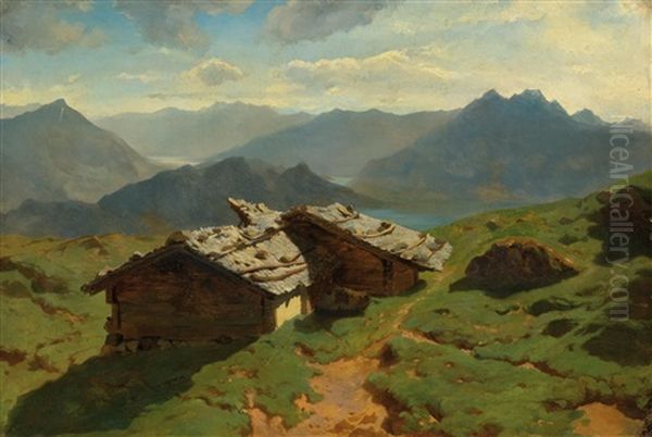 Un Plateau Du Rigi Oil Painting by Alexandre Calame