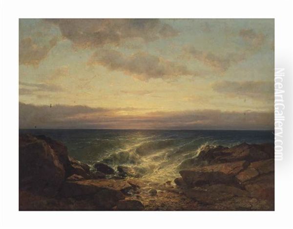 Marine: An Approaching Tide Oil Painting by Alexandre Calame