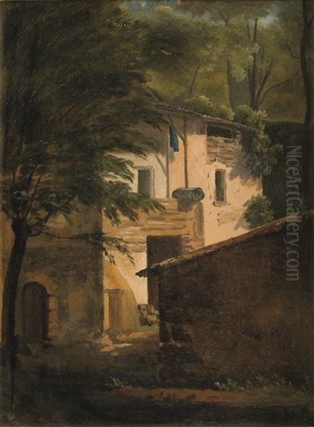 Une Maison Dans Les Bois Oil Painting by Alexandre Calame