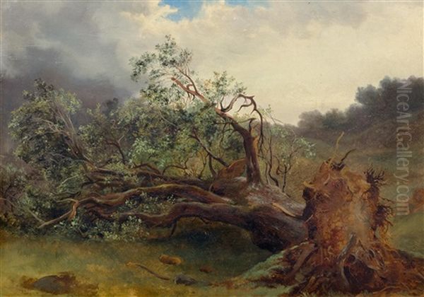 Arbre Tombe Oil Painting by Alexandre Calame