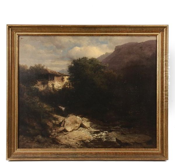 The Alpine Mill, Oil Painting by Alexandre Calame