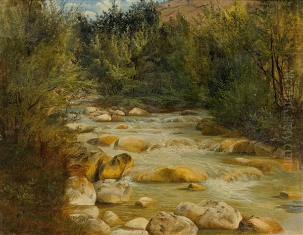 Mountain Stream Oil Painting by Alexandre Calame