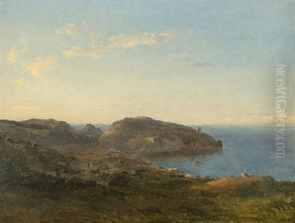 Ischia: Blick Uber Lacco Ameno Auf Den Monte Vico Mit Dem Torre Aragonese by Alexandre Calame