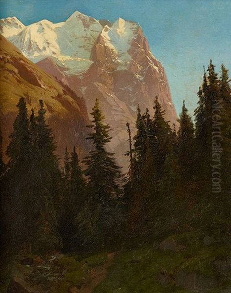 Wetterhorn Oil Painting by Alexandre Calame