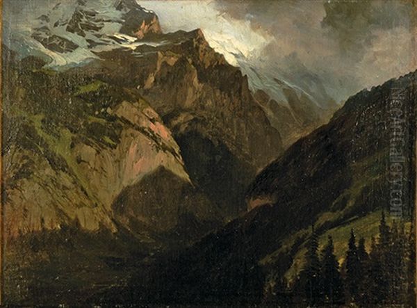 Dans Le Haslital Oil Painting by Alexandre Calame