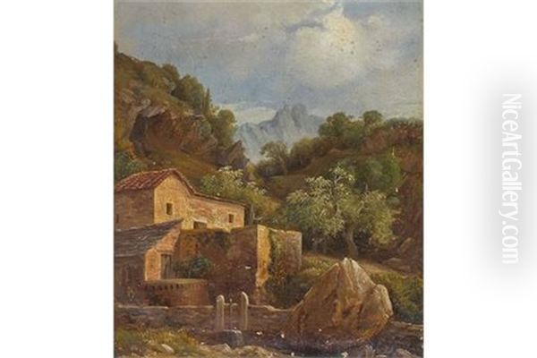 Fermette Oil Painting by Alexandre Calame