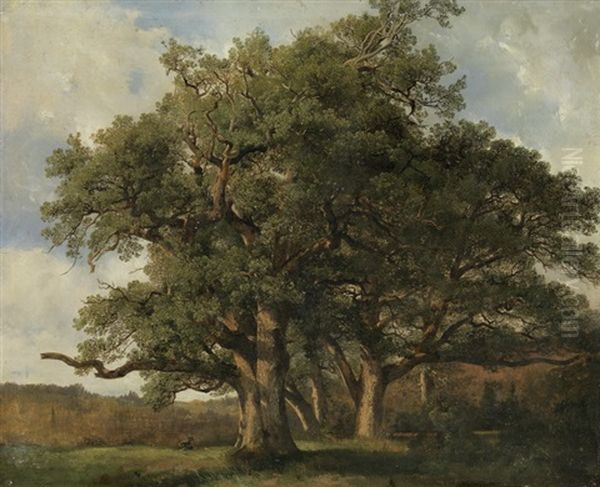 Arbres (grosse Eichengruppe) Oil Painting by Alexandre Calame