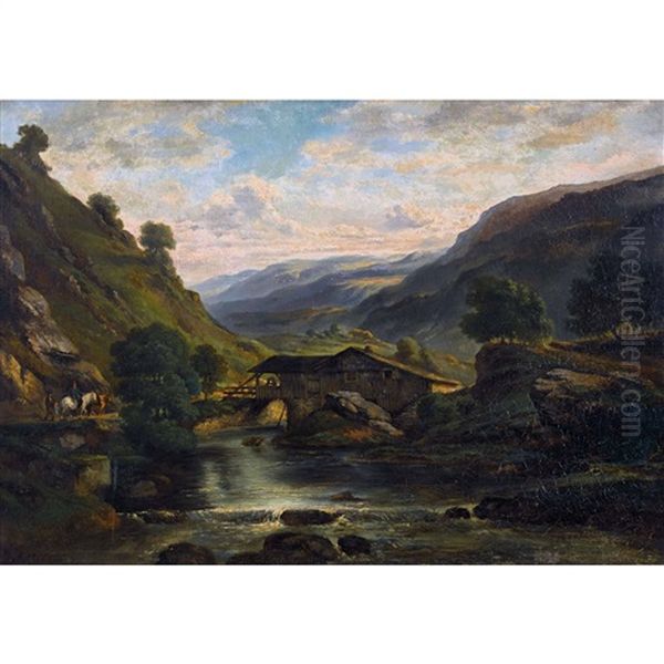 Alpenlandschaft Oil Painting by Alexandre Calame