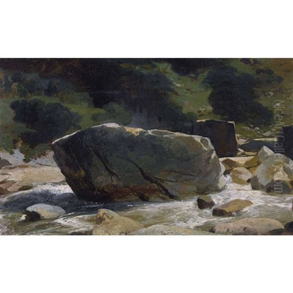 Torrent Et Rochers Oil Painting by Alexandre Calame