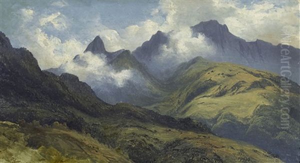 Paysage De Montagne Oil Painting by Alexandre Calame